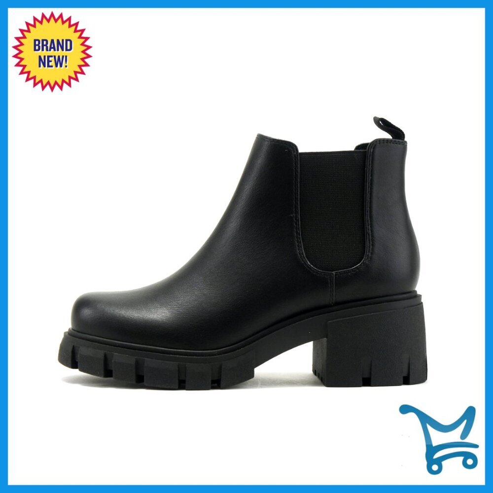 Lug Sole Chelsea Booties with Elastic Gore, 2-Inch Heel, Ankle Boots